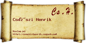 Császi Henrik névjegykártya