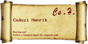 Császi Henrik névjegykártya